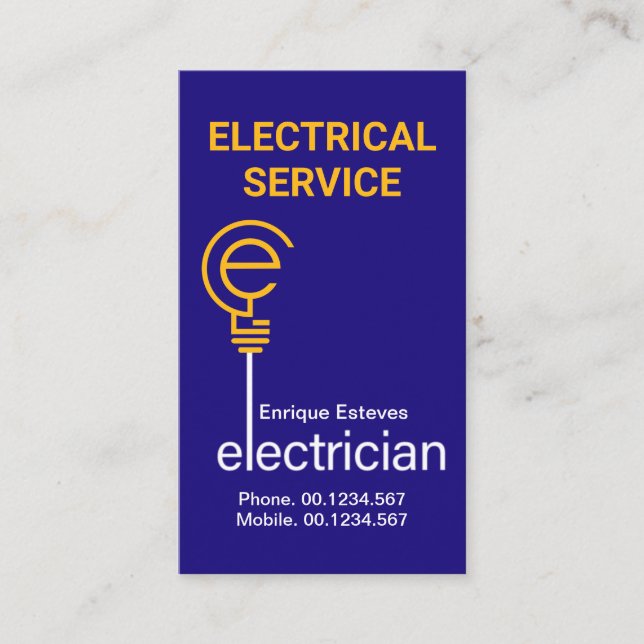 Simple Electric Light Bulb Cable Business Card (Front)