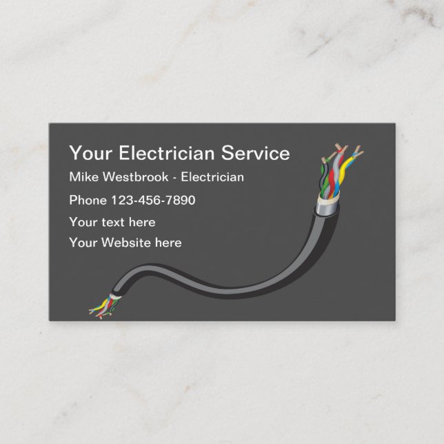 Simple Electrician Buisnes Card Template (Front)