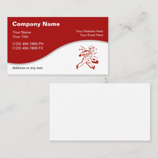 Simple Electrician Business Cards (Front/Back)