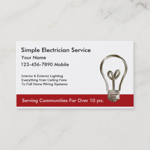 Simple Electrician Business Cards