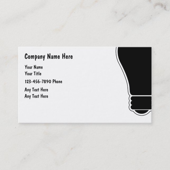 Simple Electrician Business Cards (Front)
