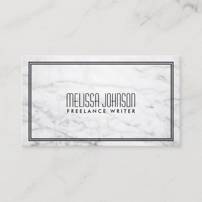 Simple Elegance Art Deco Style Marble/Black Business Card (Front)