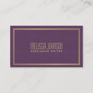 Simple Elegance Art Deco Style Purple/Faux Gold Business Card