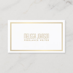Simple Elegance Art Deco Style White/Faux Gold Business Card
