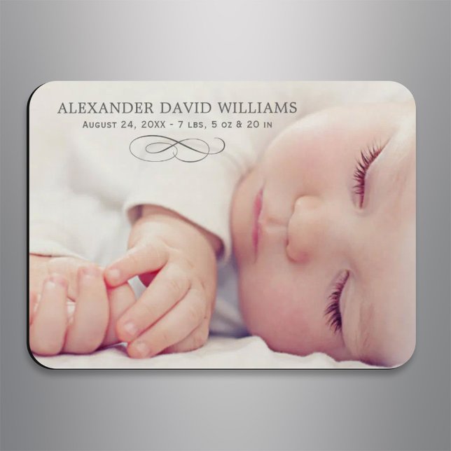 Simple Elegance Baby Photo Birth Announcement Magnet (Creator Uploaded)