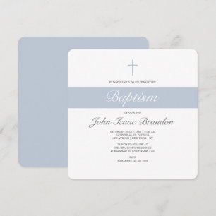 Simple elegance baptism invitation - Boys