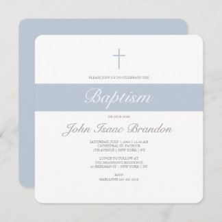 Simple elegance baptism invitation - Boys