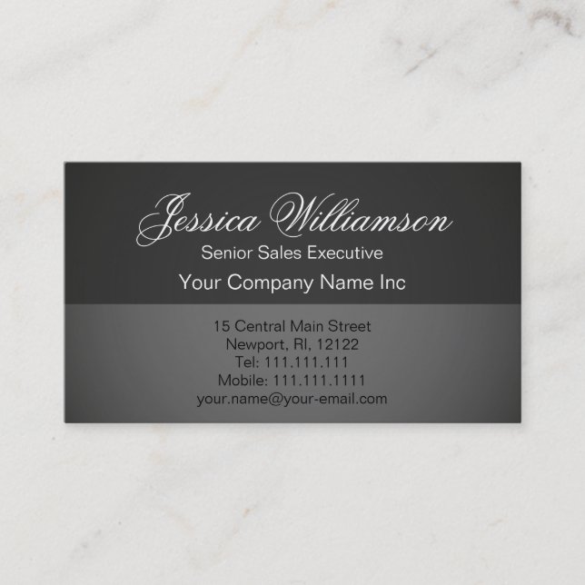 Simple Elegance Basic Grey Professional Business Card (Front)