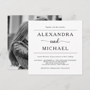 Simple Elegance   Black and White Photo Wedding Invitation
