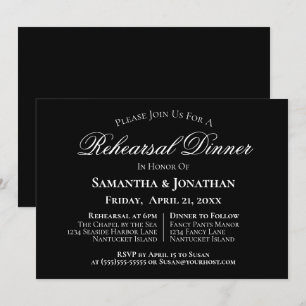 Simple Elegance Black Wedding Rehearsal Dinner Invitation