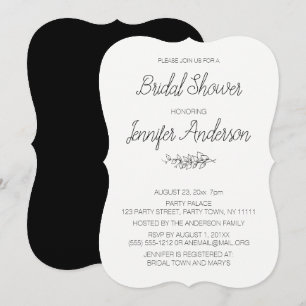Simple Elegance Black White Bridal Shower Invitation