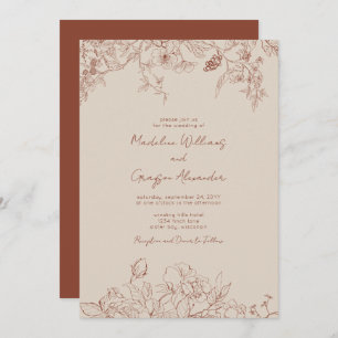 Simple Elegance Boho Floral Wedding Invitation