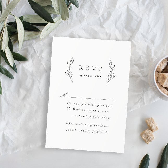 Simple elegance botanical greenery wedding RSVP card (Simple elegance botanical greenery wedding RSVP card)