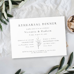 Simple elegance botanical leaves rehearsal dinner  invitation