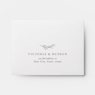 Simple elegance botanical leaves wedding RSVP Envelope