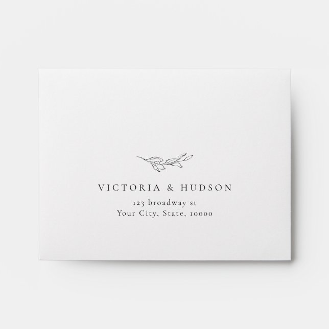Simple elegance botanical leaves wedding RSVP Envelope (Front)