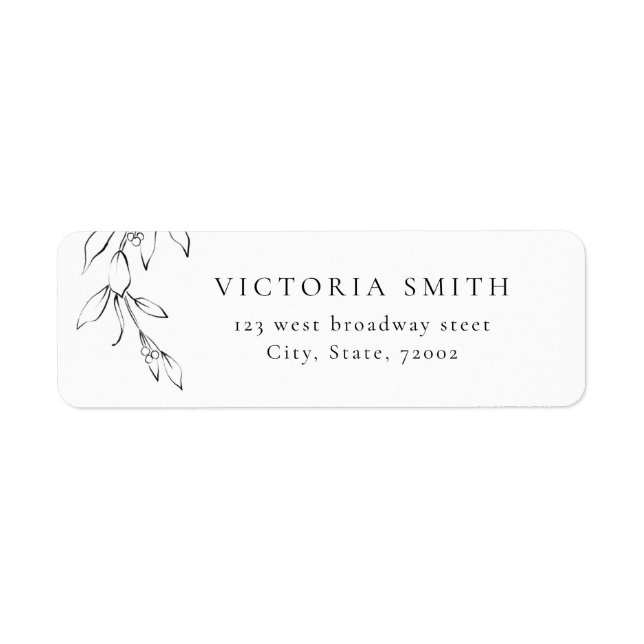 Simple elegance botanical wedding return address return address label (Front)