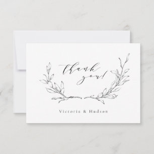 Simple elegance botanical wreath wedding thank you card
