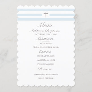 Simple Elegance Boys Baptism Menu
