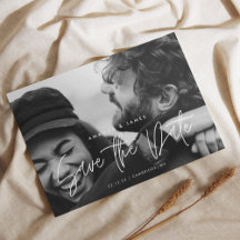 Simple Elegance Budget Script Photo Save the Date