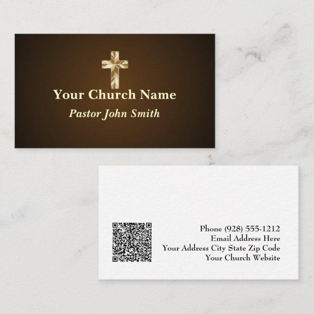 Simple Elegance Church Pastor Gold Cross Business Card (Front/Back)