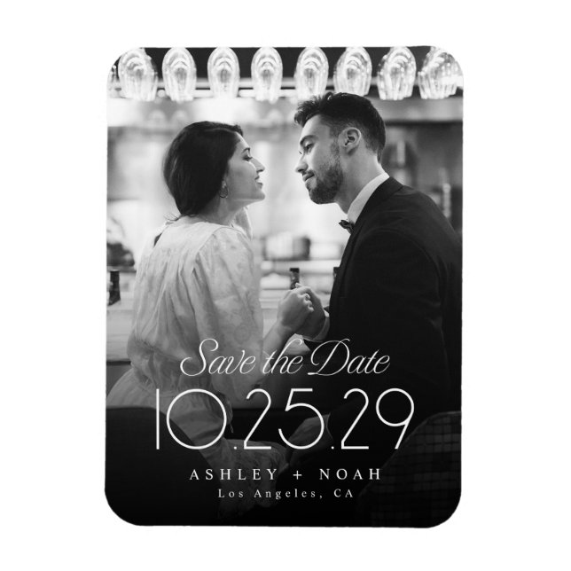 Simple Elegance Classy Script Photo Wedding  Magnet (Vertical)