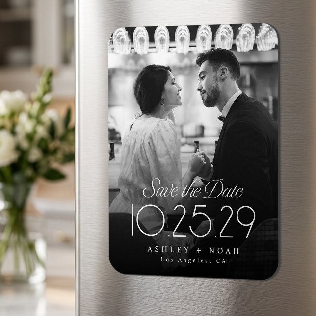 Simple Elegance Classy Script Photo Wedding  Magnet (Simple Elegance Classy Script Photo Wedding Magnet)