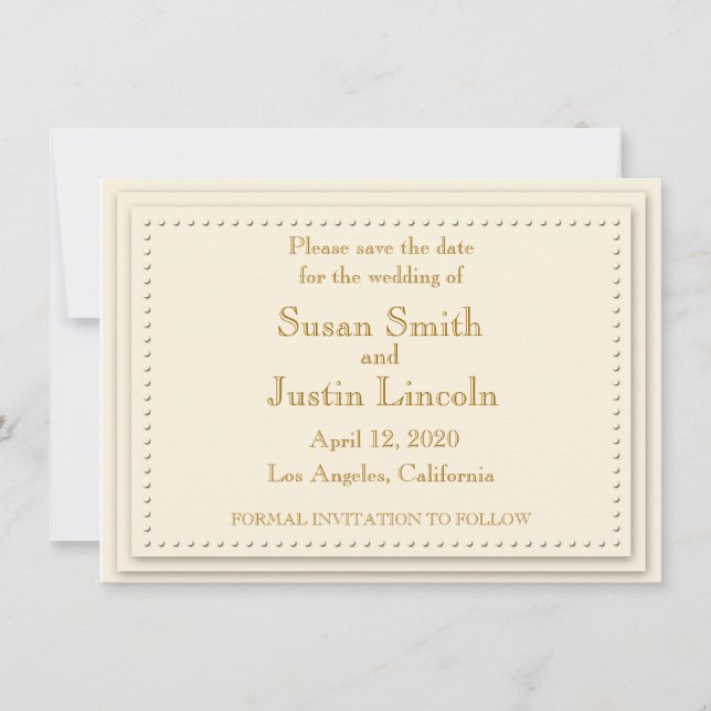 Simple Elegance Cream Save The Date Card (Front)