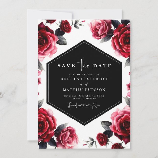 Simple Elegance Crimson Red Wedding Save The Date (Front)