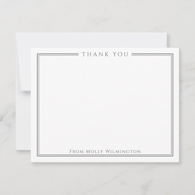 Simple Elegance Dark Grey Thank You Note Card (Front)
