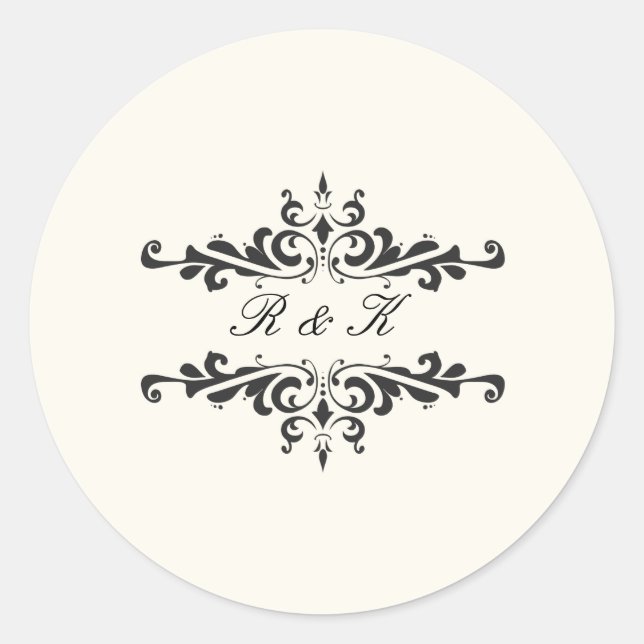 Simple Elegance Envelope Seal- Cream Classic Round Sticker (Front)