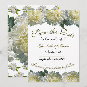 Simple Elegance Floral Chrysanthemum Save the Date Invitation