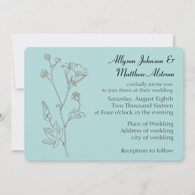 Simple Elegance Flower Wedding Invitation (Front)