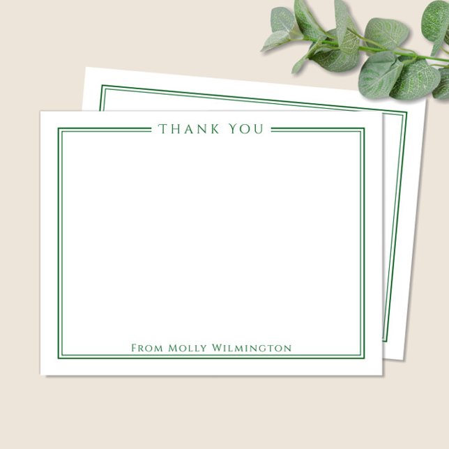 Simple Elegance Forest Green Thank You Note Card (Creator Uploaded)