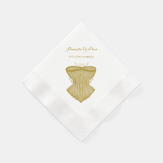 Simple Elegance Gold Corset Lingerie Bridal Shower Napkin