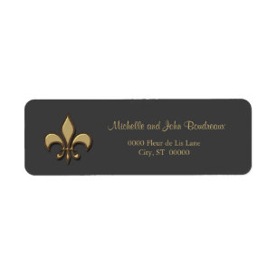 Simple Elegance Gold Fleur de Lis Return Address Label