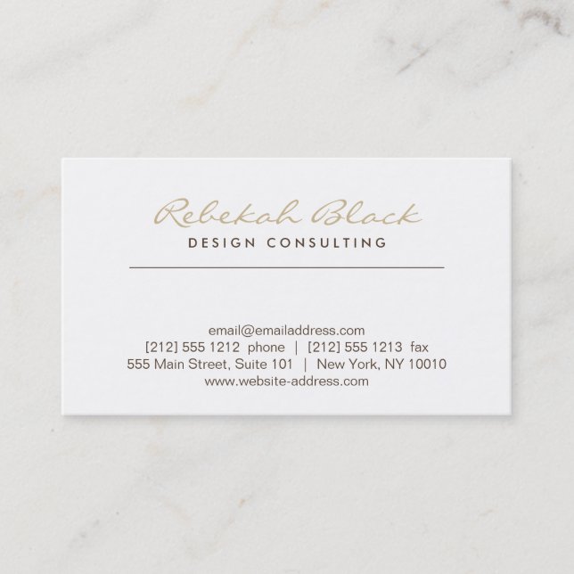SIMPLE ELEGANCE in TAUPE Designer Business Card (Front)