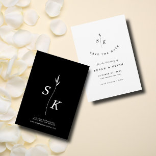 Simple Elegance Leaf Monogram Chic Wedding Save The Date