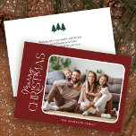 Simple Elegance Merry Christmas Photo Holiday Card<br><div class="desc">This simple and elegant Merry Christmas greeting card features one photo on a dark red background. The backside offers custom text for your own personal message.</div>