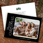 Simple Elegance Merry Christmas Photo Holiday Card<br><div class="desc">This simple and elegant Merry Christmas greeting card features one photo on a black background. The backside offers custom text for your own personal message.</div>