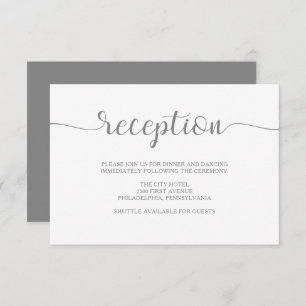 Simple Elegance   Minimal Grey and White Reception Invitation