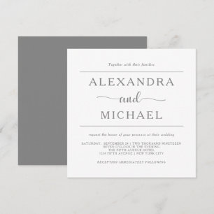 Simple Elegance Minimal Grey and White Wedding Invitation