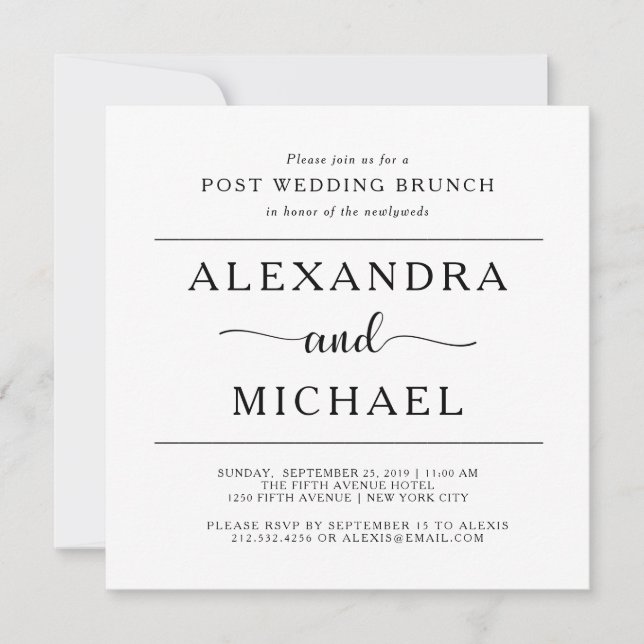 Simple Elegance | Minimalist Post Wedding Brunch Invitation (Front)