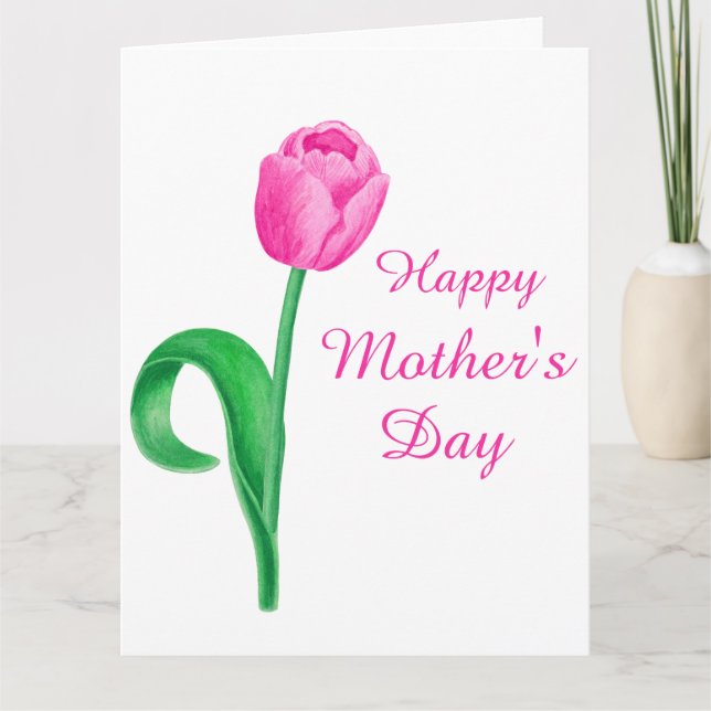 Simple Elegance Mother's Day Greeting Card - Pink  (Front)