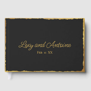 Simple Elegance Personalised Black Gold Edge Guest Book
