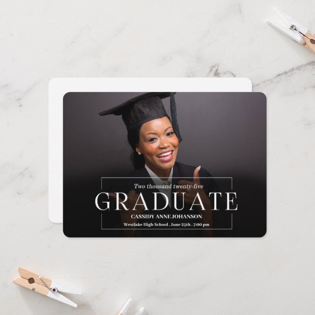 Simple Elegance Photo Class of 2025 Graduation Invitation (Front/Back In Situ)