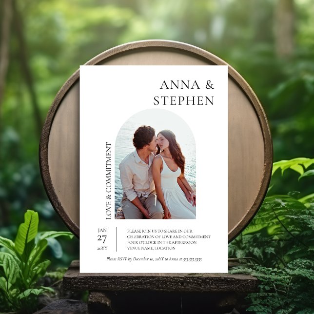 Simple Elegance Photo Commitment Ceremony Invitation (Simple elegance commitment ceremony or vow exchange party invitation front view.)