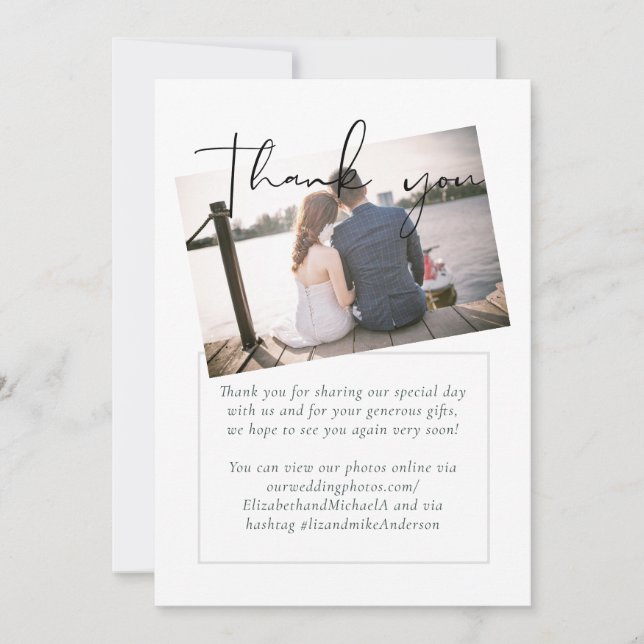 Simple Elegance PHOTO Wedding Thank You Budget (Front)