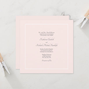 Simple Elegance Pink Formal Wedding Square  Invitation