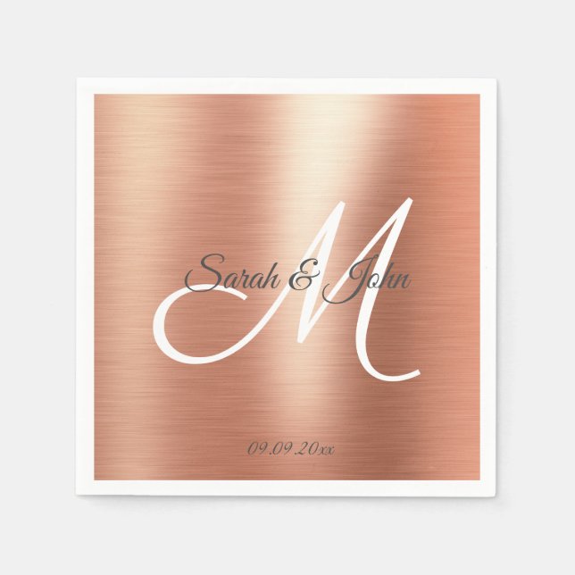 Simple Elegance Rose Gold Party Wedding Napkin (Front)